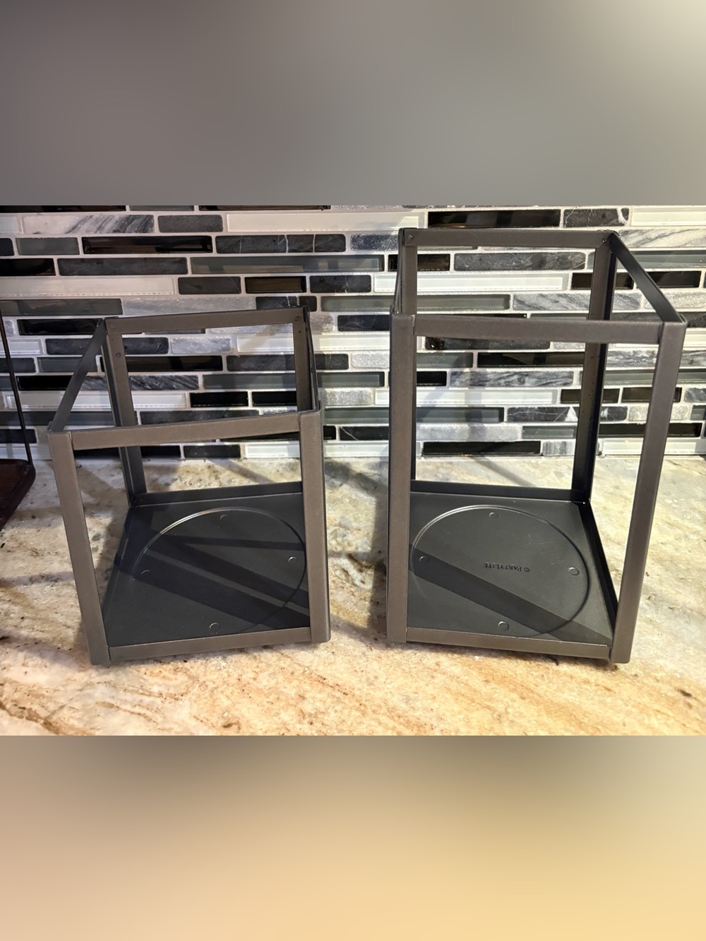 PartyLite Black Metal Square Candle Holders Set of 2